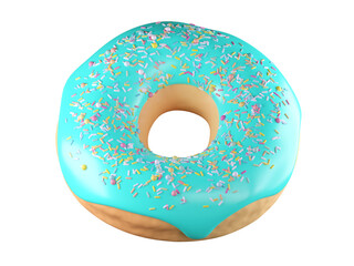Donut with colorful sprinkles isolated on white background 3d render