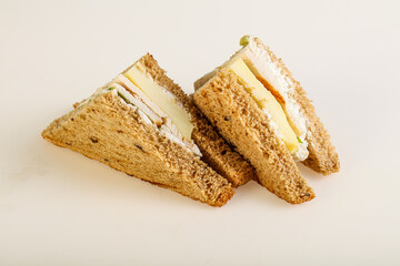 Club sandwich with chicken and cheese