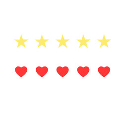 Heart and Star Symbol set isolated flat icon.