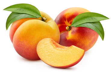 Juicy peach isolated on the white background