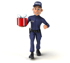 Fun 3D illustration of a cartoon Police Officer