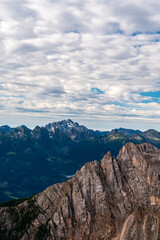 Cima d´Asta mountain peak in Dolomiti di Fiemme mountains from Forcella Grande del Latemar in Latemar mountain group in Dolomites