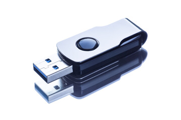 Flash drive with reflection on glass