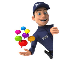 Fun 3D illustration of a cartoon Police Officer