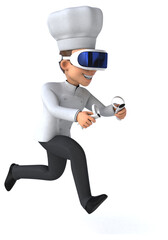 Fun 3D Illustration of a chef with a VR Helmet