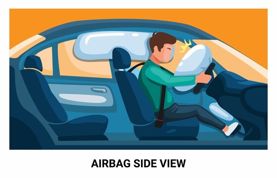 Airbag safety car in accident in side view illustration vector