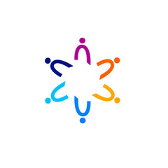 Colorful Creative People Circle, Coworkers, People Union, People Together Sign, Symbol, Logo isolated on White
