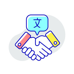 Translator agreement RBG color icon. Linguistics. Thin line vector illustration.