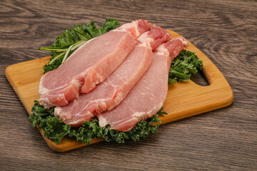 Raw pork steak for cooking