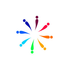 Colorful Creative People Circle, Coworkers, People Union, People Together Sign, Symbol, Logo isolated on White