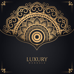 Luxury ornamental mandala design background in gold color vector Free Vector