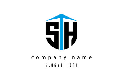 SH shield creative latter logo vector