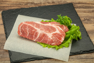 Raw pork meat neck steack