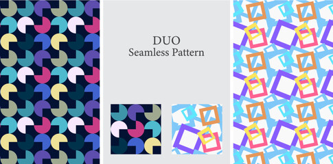 Duo Seamless Pattern Flat Art Colors Combinations