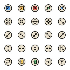 Filled color outline icons for ui ux.