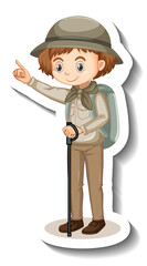 Girl wearing safari outfit cartoon character sticker