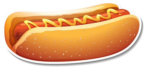 A hotdog sticker on white background - obrazy, fototapety, plakaty