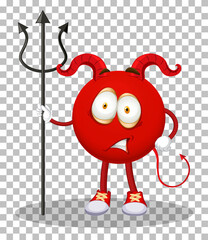 A Red Devil cartoon character with facial expression on transparent background