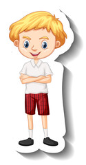 A boy in student uniform cartoon character sticker