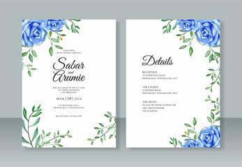 Hand painting watercolor roses and leaves for wedding invitation template