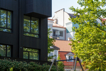 Courtyard in the old town on a sunny day 
