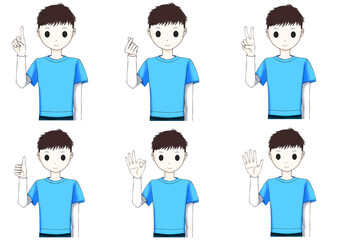 男の子　ハンドサイン6種セット