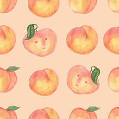 watercolor seamless pattern peach in love on a gentle pastel background