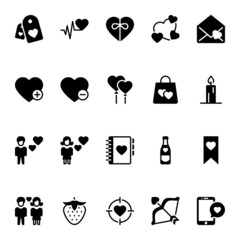 Obraz premium Glyph icons for valentine day.