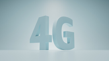 3d render background with cell generation title. Bright 4G text title.