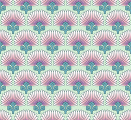 Fototapeta na wymiar Japanese Sweet Flower Motif Vector Seamless Pattern