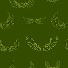 Obraz premium Seamless pattern with ancient egyptian symbol Winged sun for your project