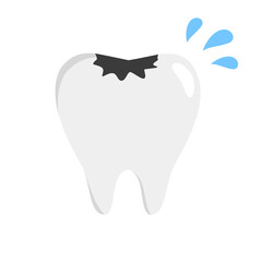 歯のイラスト。虫歯が出来てしまった歯のアイコン。