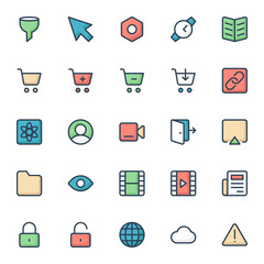 Filled color outline icons for web & mobile.