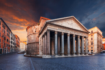 view of Pantheon in the morning. Rome. Italy.