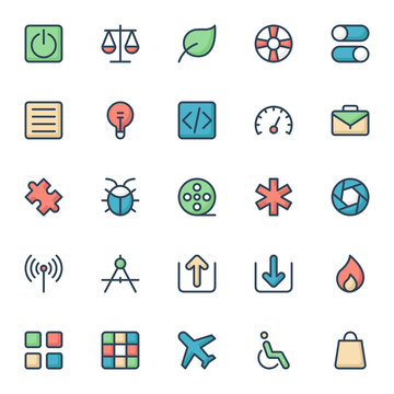 Filled color outline icons for web & mobile.