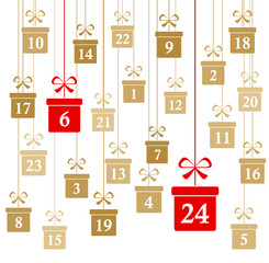 advent calendar 1 to 24 on christmas presents