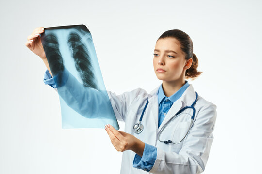 female doctor in white coat x-ray examination treatment