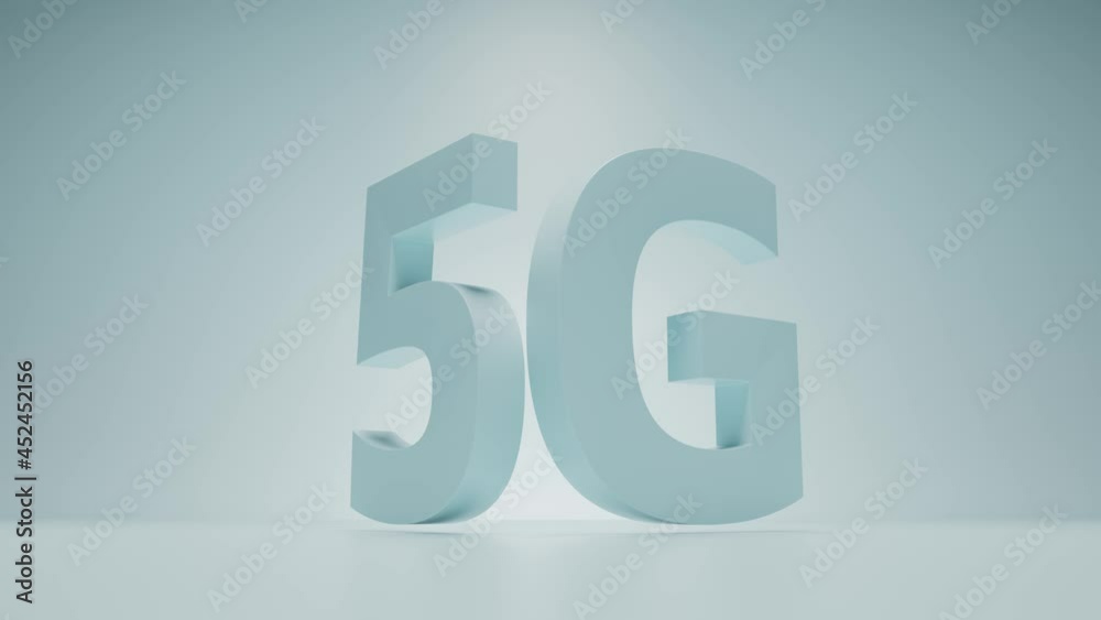 Poster 3d render background with cell generation title. bright change from 4g to 5g text title.
