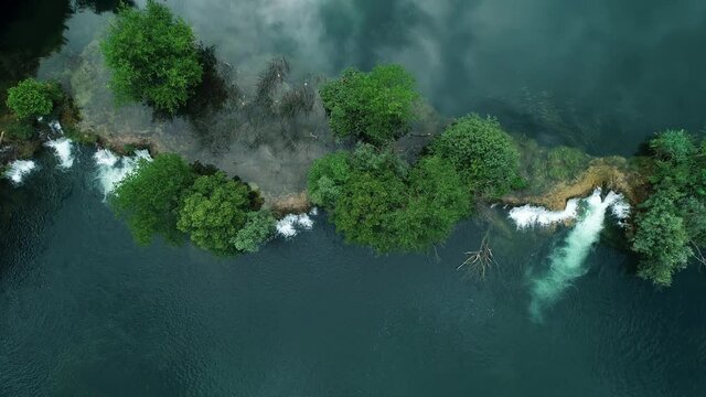 Aerial view of Mreznica river near Generalski Stol, Karlovac, Croatia.