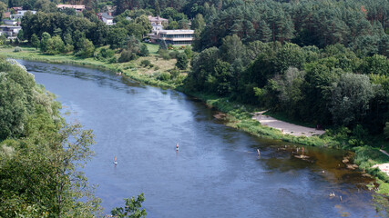 Fototapeta na wymiar The Neris River in Vilnius. View from above 