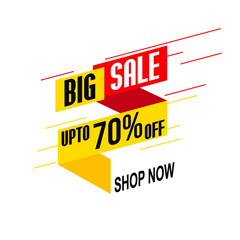 Discount Promotion Sale Banner, 70% Off. Big Sale design in typography. - Vector