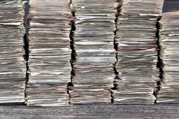 a large amount of old crumpled and dirty money