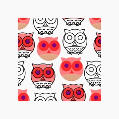 Seamless pattern with cute owls. Vector illustration.