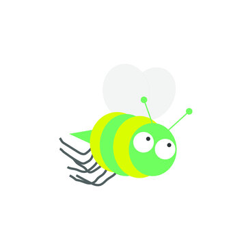 Cute cartoon bee. White background Isolated. Vector illustration