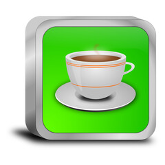 Button with a Cup of Coffee - 3D illustration