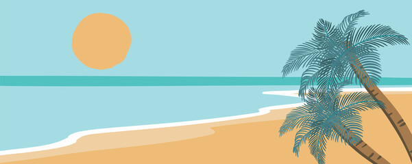 Fototapeta na wymiar Beach postcard with sun,sea and sky in the daytime
