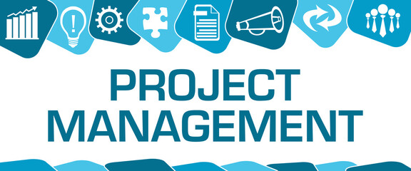 Project Management Blue Rounded Squared On Top Symbols 