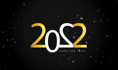 Happy New Year 2022! Poster, banner or greeting card for Merry Christmas and Happy New Year. Two numbers 2 form a heart.