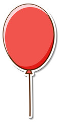 Sticker design with a red balloon isolated