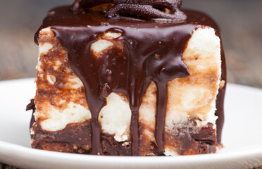chocolate cream cake with sponge cake